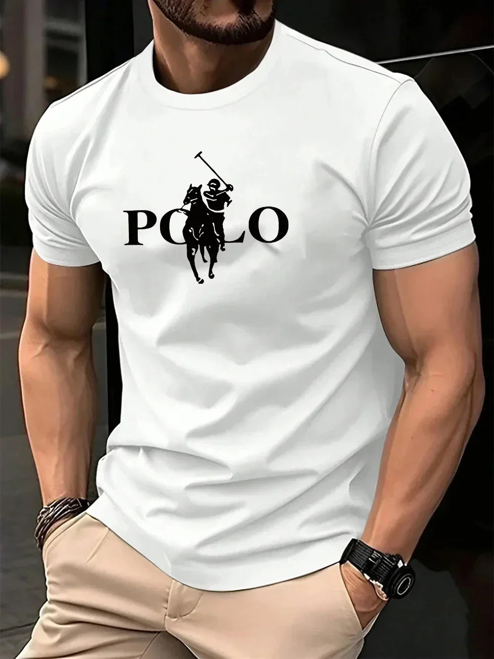 Men's Summer Simple and Fashionable Casual Business Short Sleeved T-shirt
