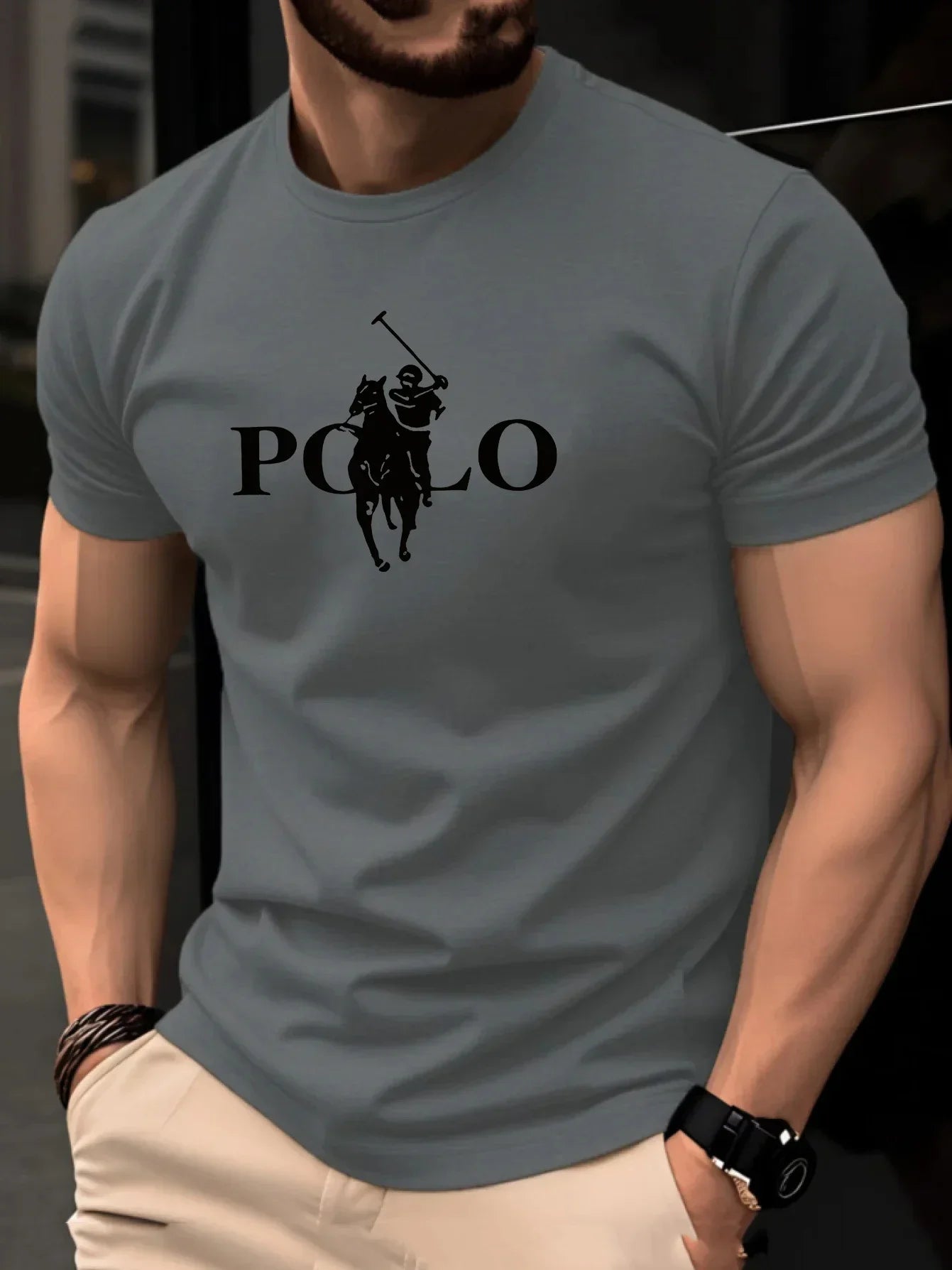 Men's Summer Simple and Fashionable Casual Business Short Sleeved T-shirt