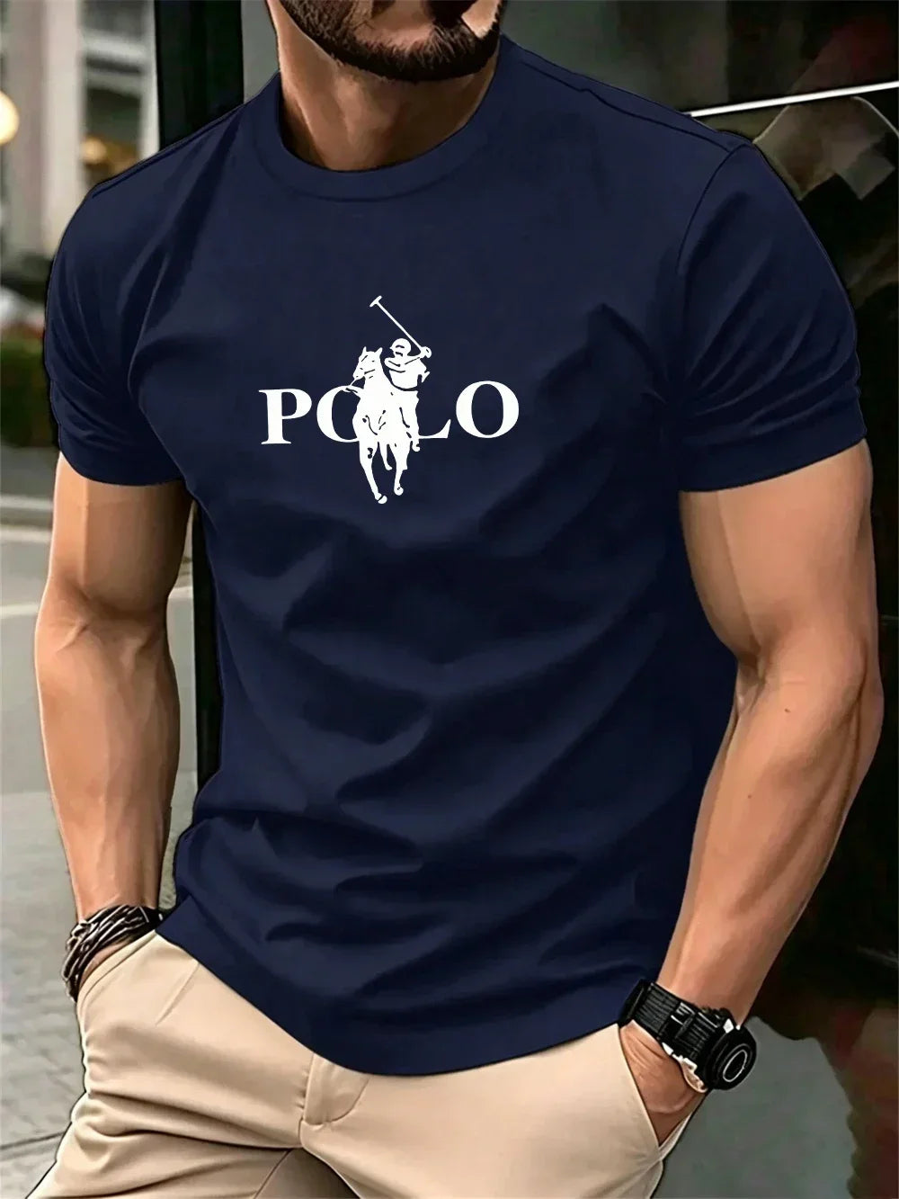 Men's Summer Simple and Fashionable Casual Business Short Sleeved T-shirt