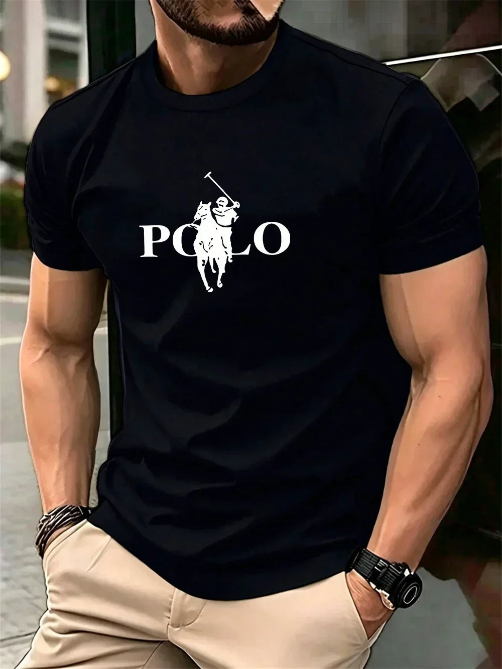 Men's Summer Simple and Fashionable Casual Business Short Sleeved T-shirt