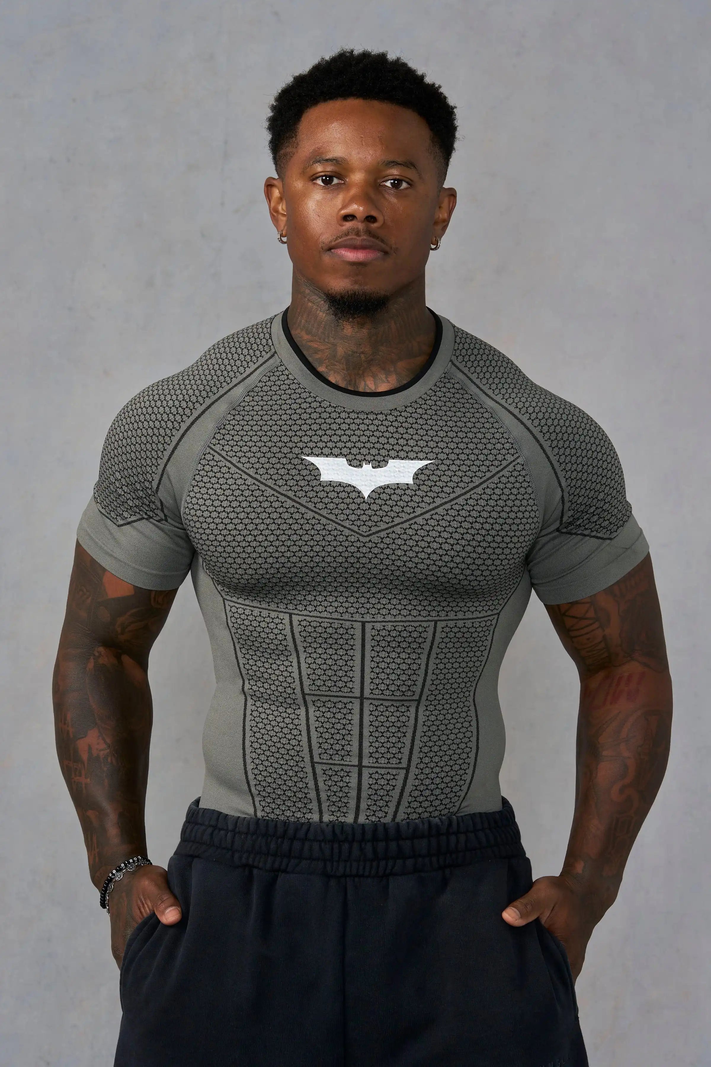 Men's Batman Print Compression T-Shirt, Gym Top