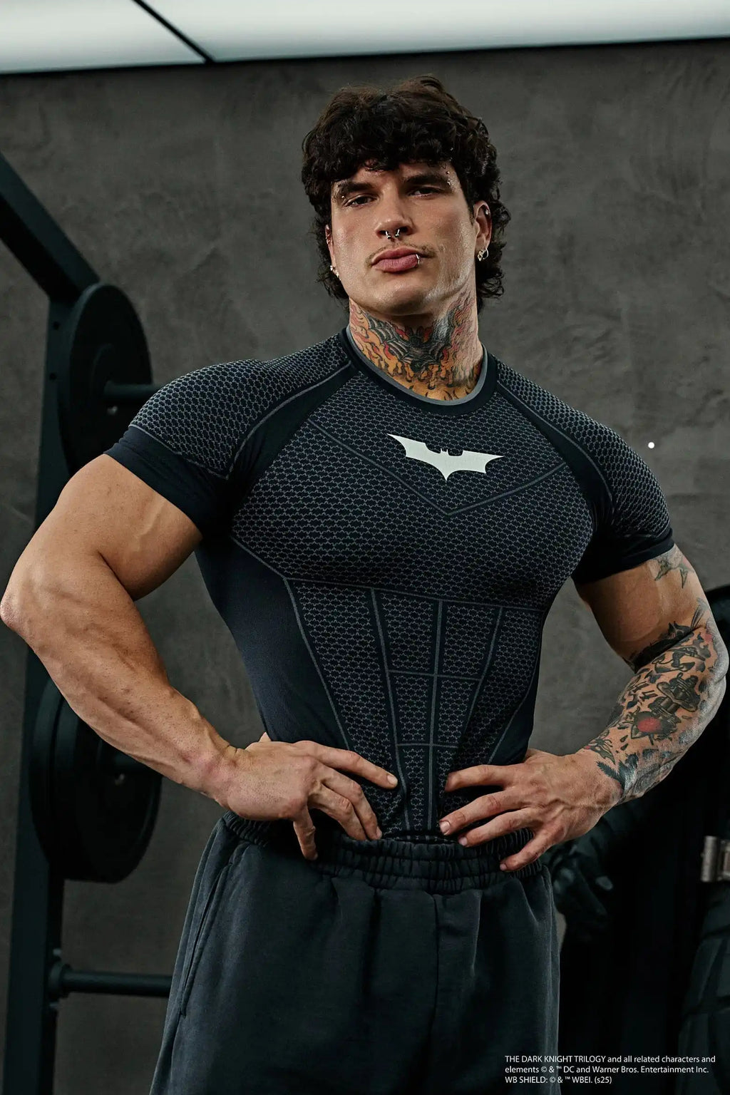 Men's Batman Print Compression T-Shirt, Gym Top