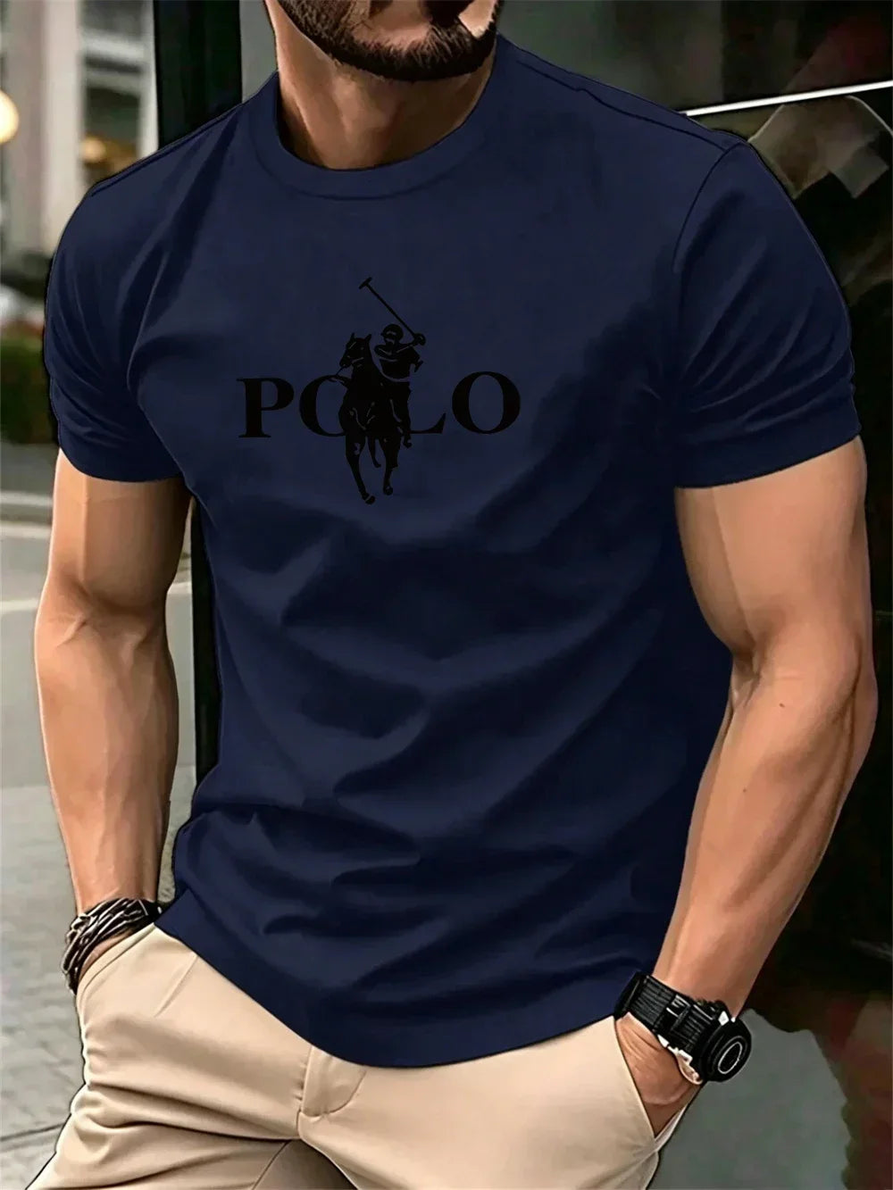 Men's Summer Simple and Fashionable Casual Business Short Sleeved T-shirt