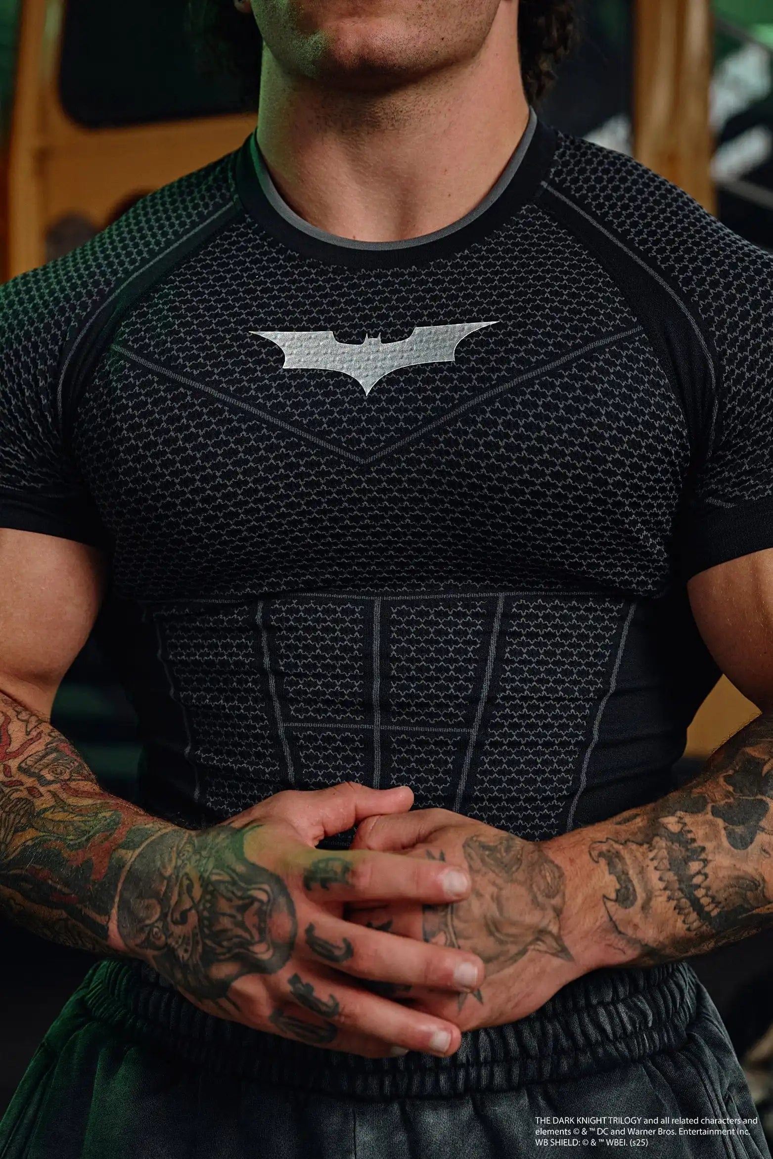 Men's Batman Print Compression T-Shirt, Gym Top