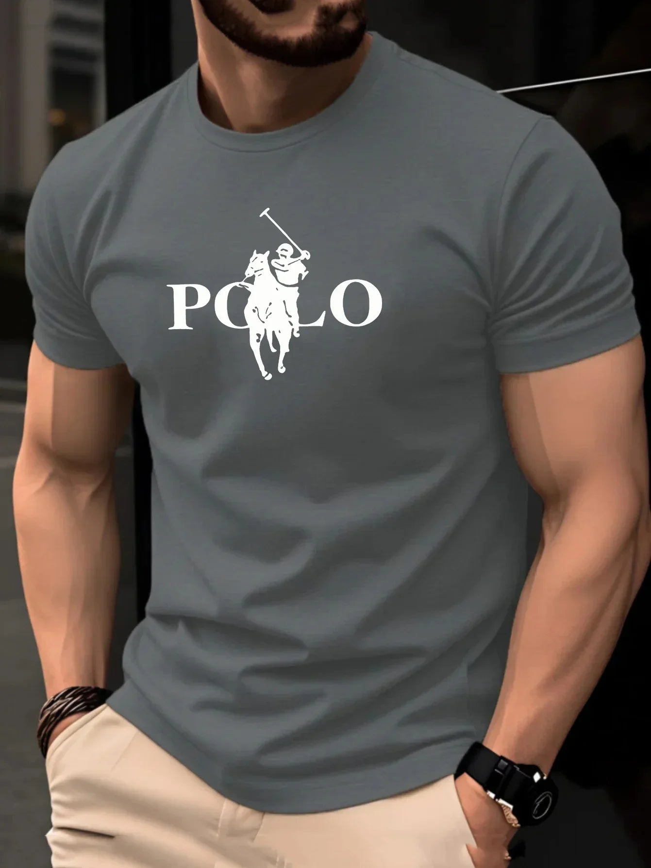 Men's Summer Simple and Fashionable Casual Business Short Sleeved T-shirt