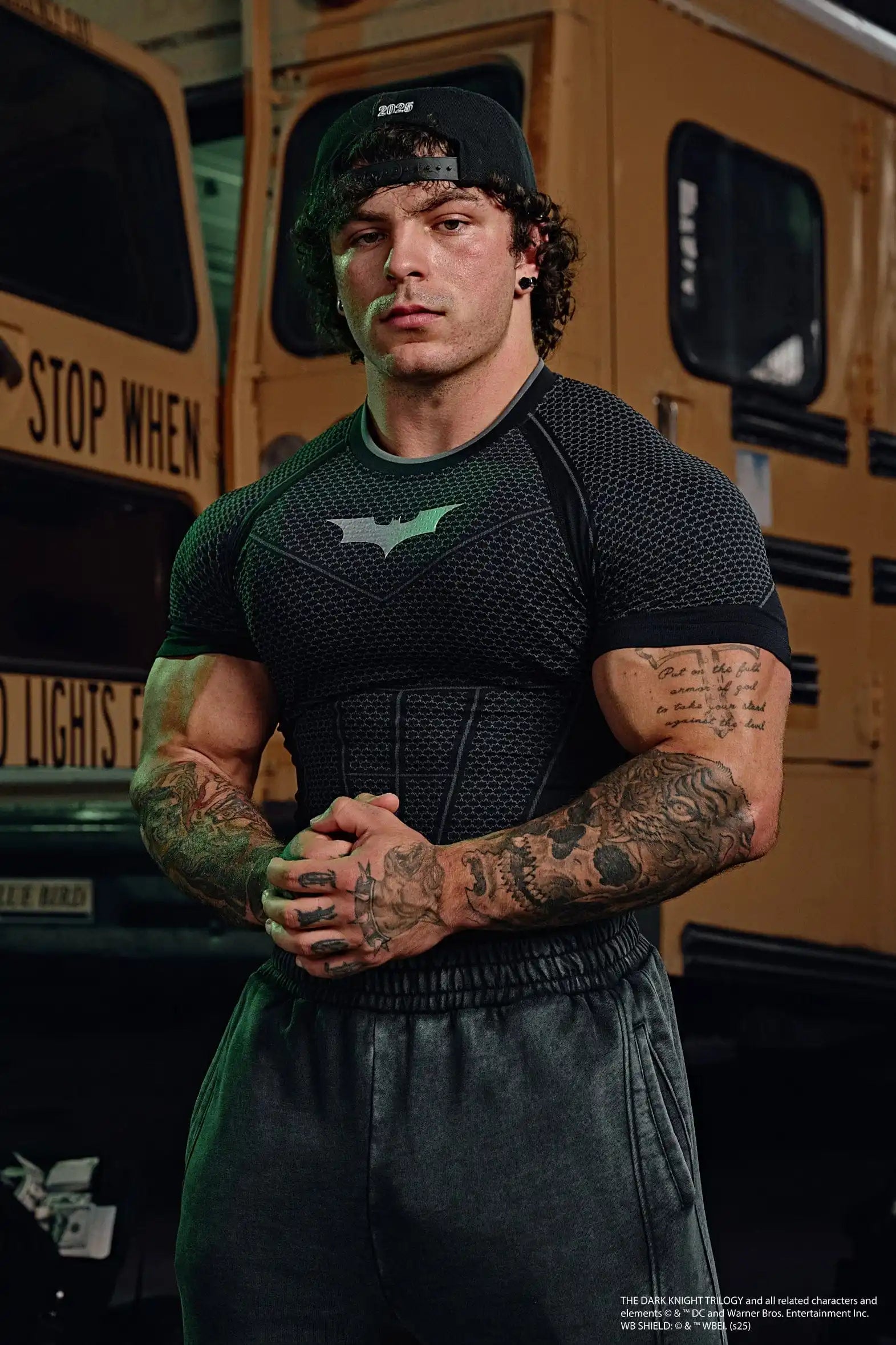 Men's Batman Print Compression T-Shirt, Gym Top